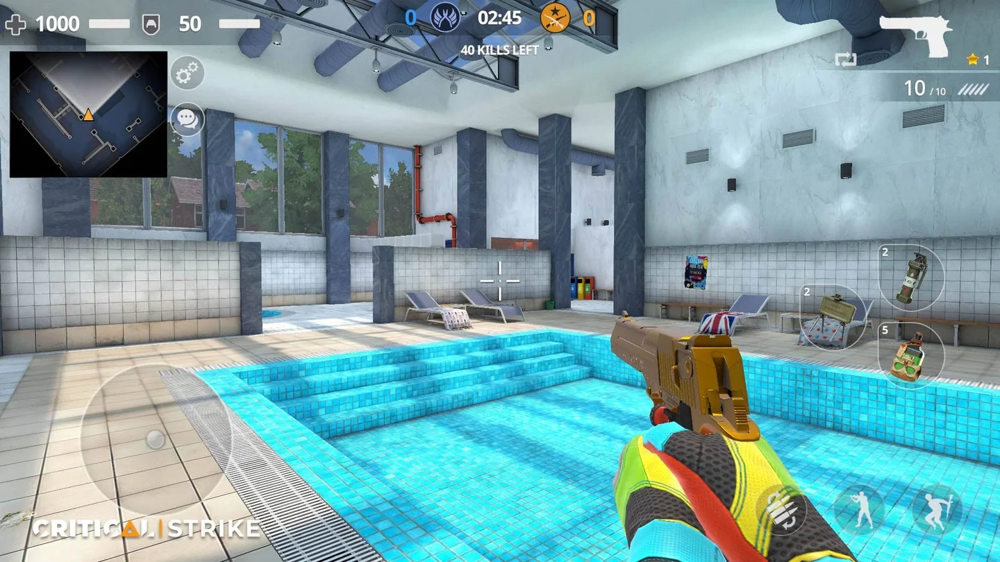 Critical Strike CS gameplay inside an indoor pool map
