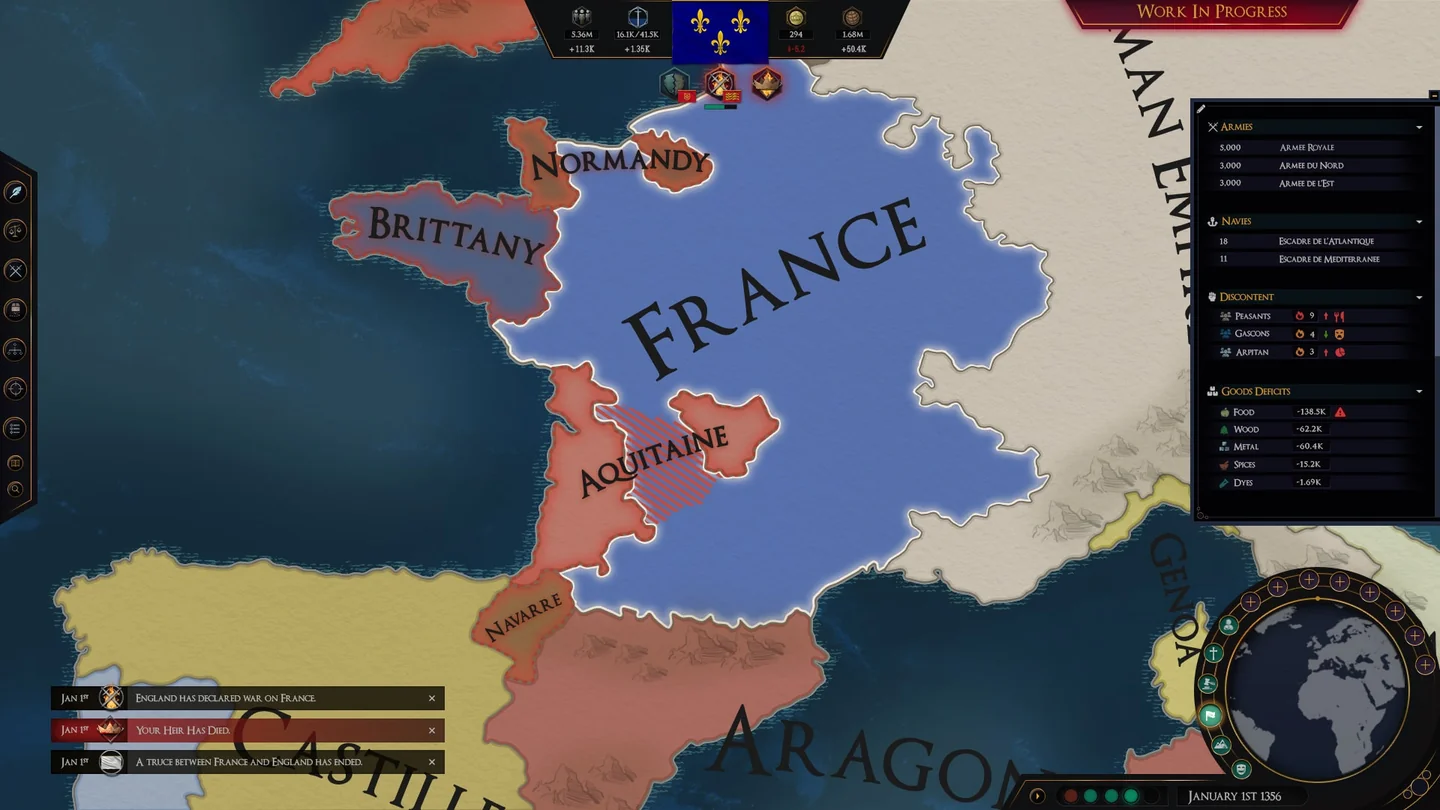Grey Eminence political map showing France and surrounding regions