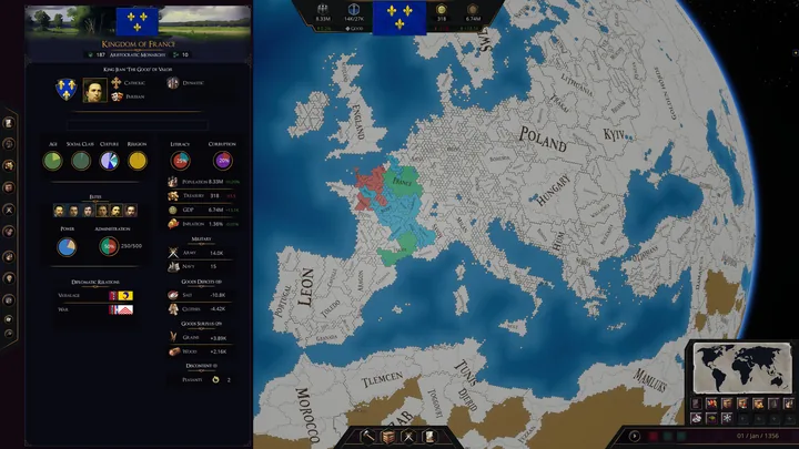 Grey Eminence's globe and simulation interface