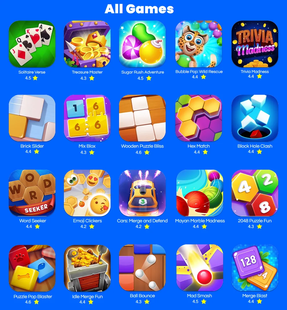 A selection of mobile game icons from the Gimica catalogue