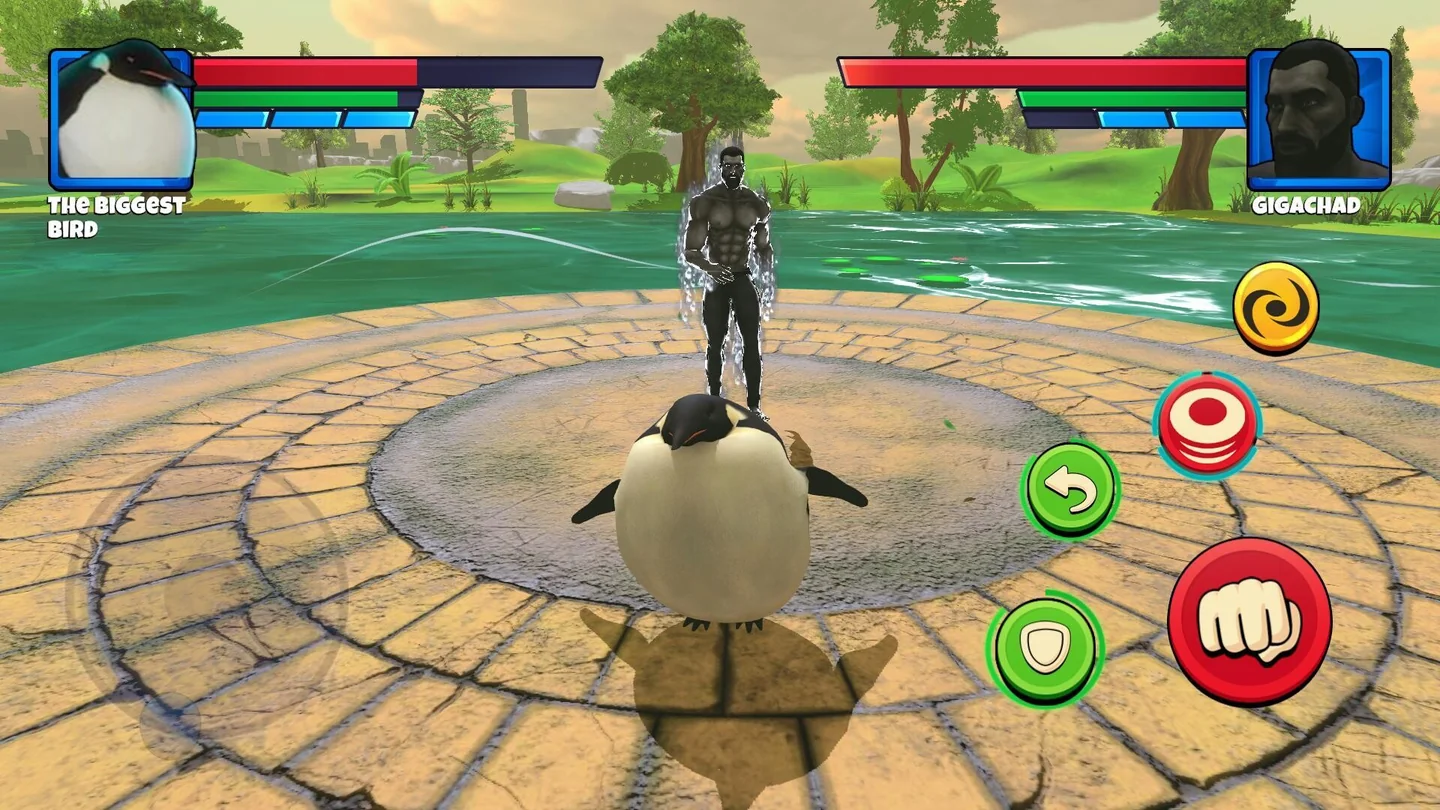Two meme characters facing each other in Meme Wars arena gameplay